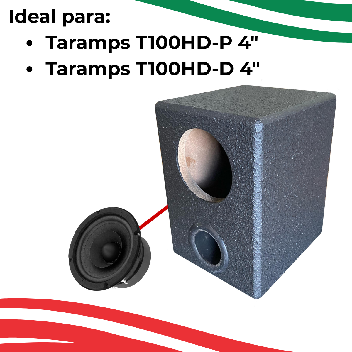 CAIXA DE SOM 1 ALTO FALANTE DE 4" TARAMPS T100HD-P T100HD-D