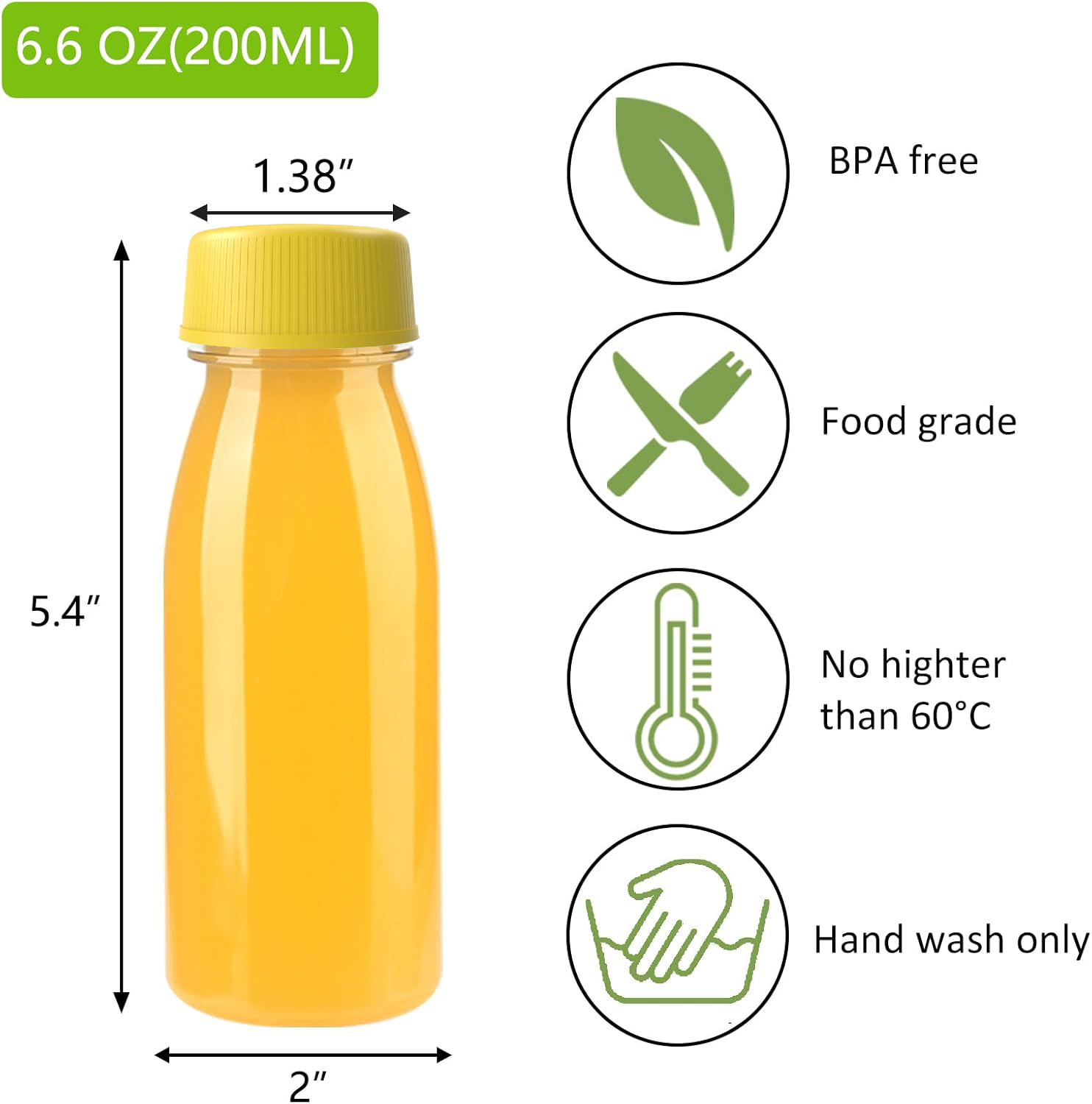 200ML 250ML 300ML 350ML Plastic Round Transparent Bottle with Yellow Cap (Pack of 10 Units)