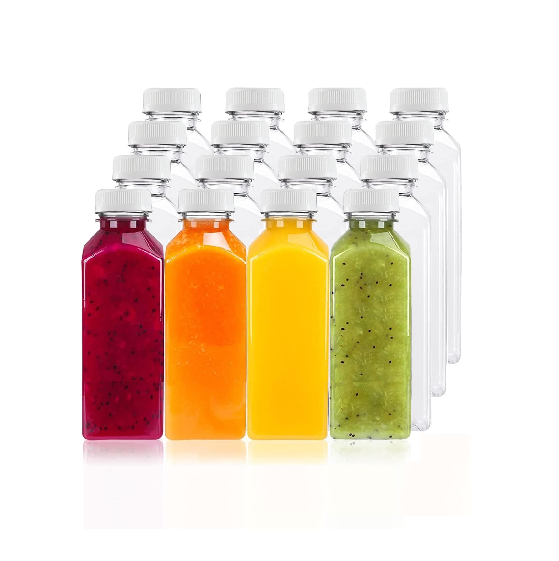 200ML 250ML 300ML 350ML Square Plastic Transparent Disposable Bottle (Pack Of 10 Unit)