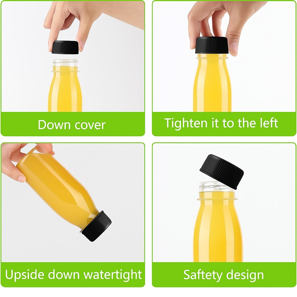 200ML 250ML 300ML 350ML Round Plastic Transparent Disposable Bottle with Black Cap (Pack Of 10 Unit)