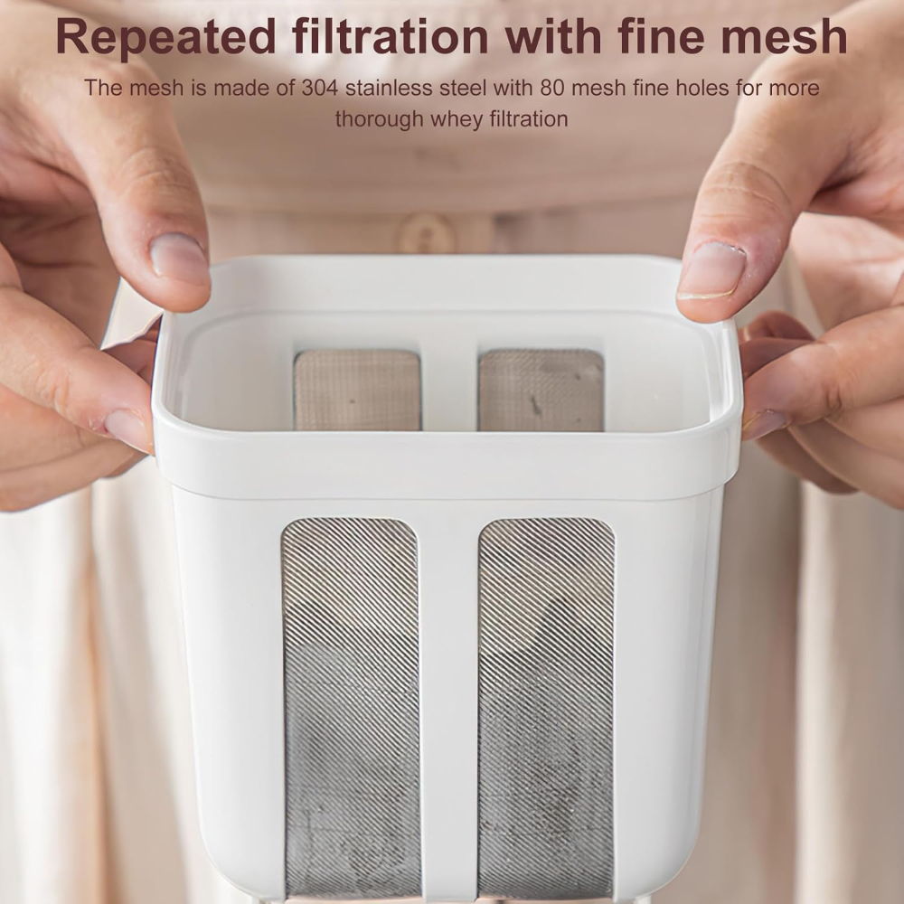 1100ML Yogurt Maker Filter Strainer | Fine Filter Strainer with Lid Leak Proof and Reusable