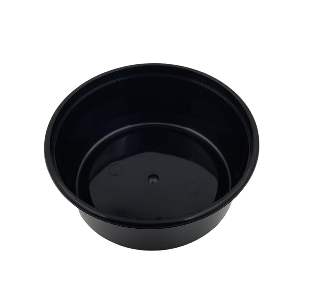 500ML Round Plastic Container Black with Lid (Pack of 25 Units)