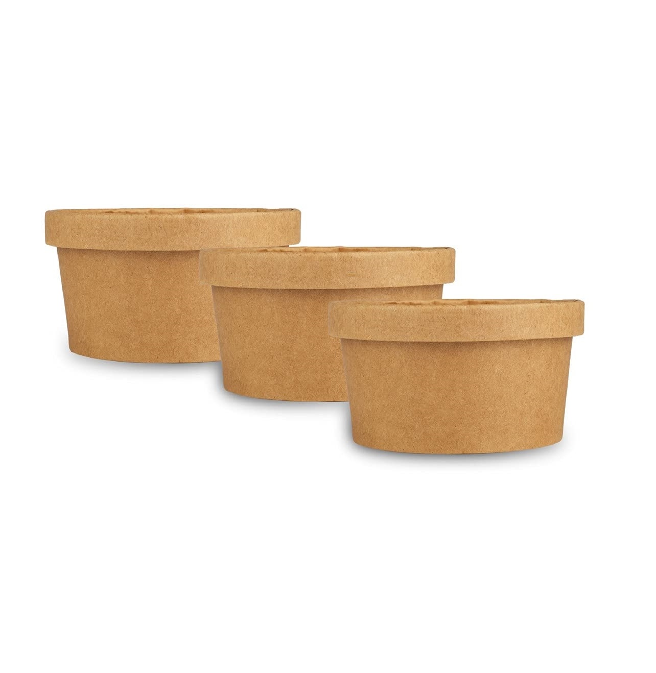 500ML 750ML Craft Paper Flat Container Biodegradable Disposable with Lid (Pack of 25 Units)