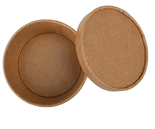 500ML 750ML Craft Paper Flat Container Biodegradable Disposable with Lid (Pack of 25 Units)