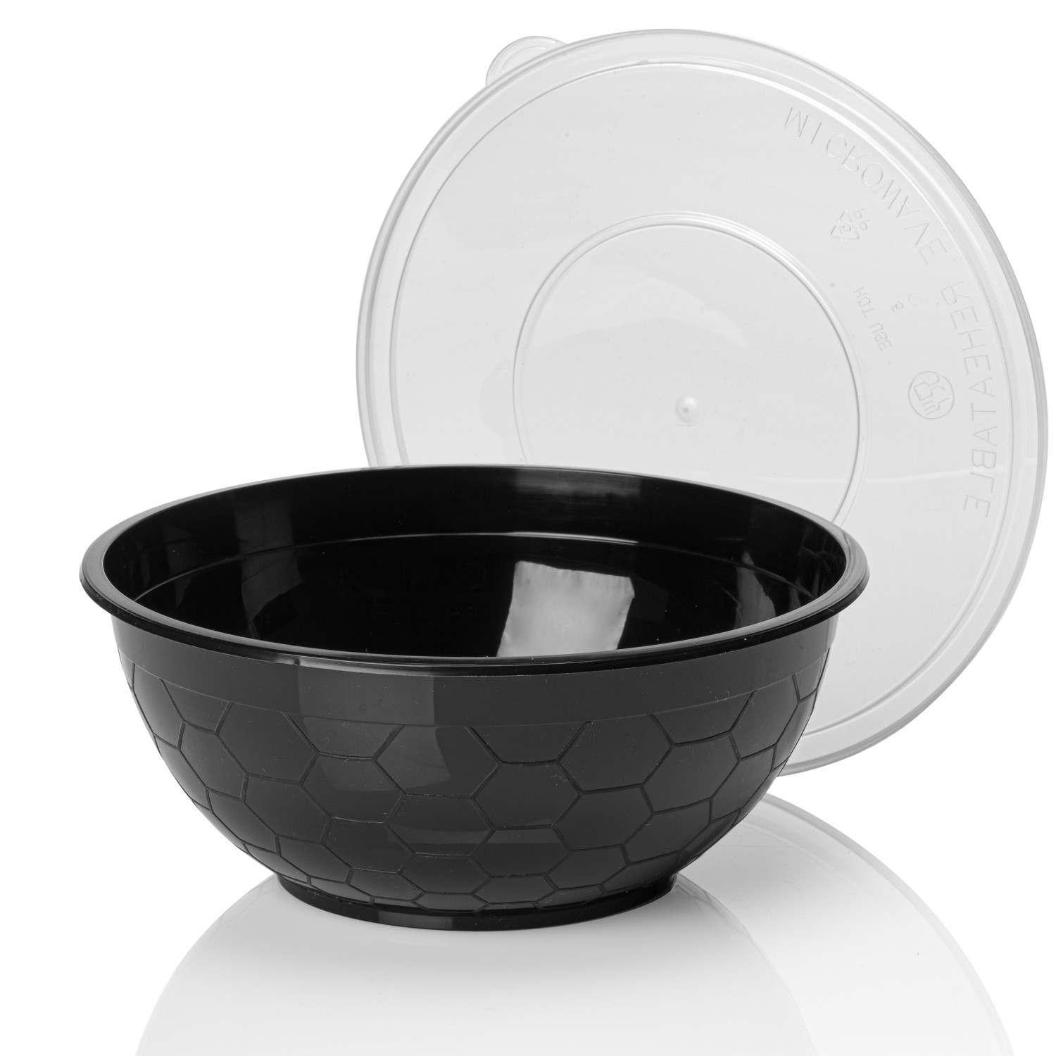 650ML 1050ML Round Food Storage Bowls Black with Lid (Pack of 25 Units)