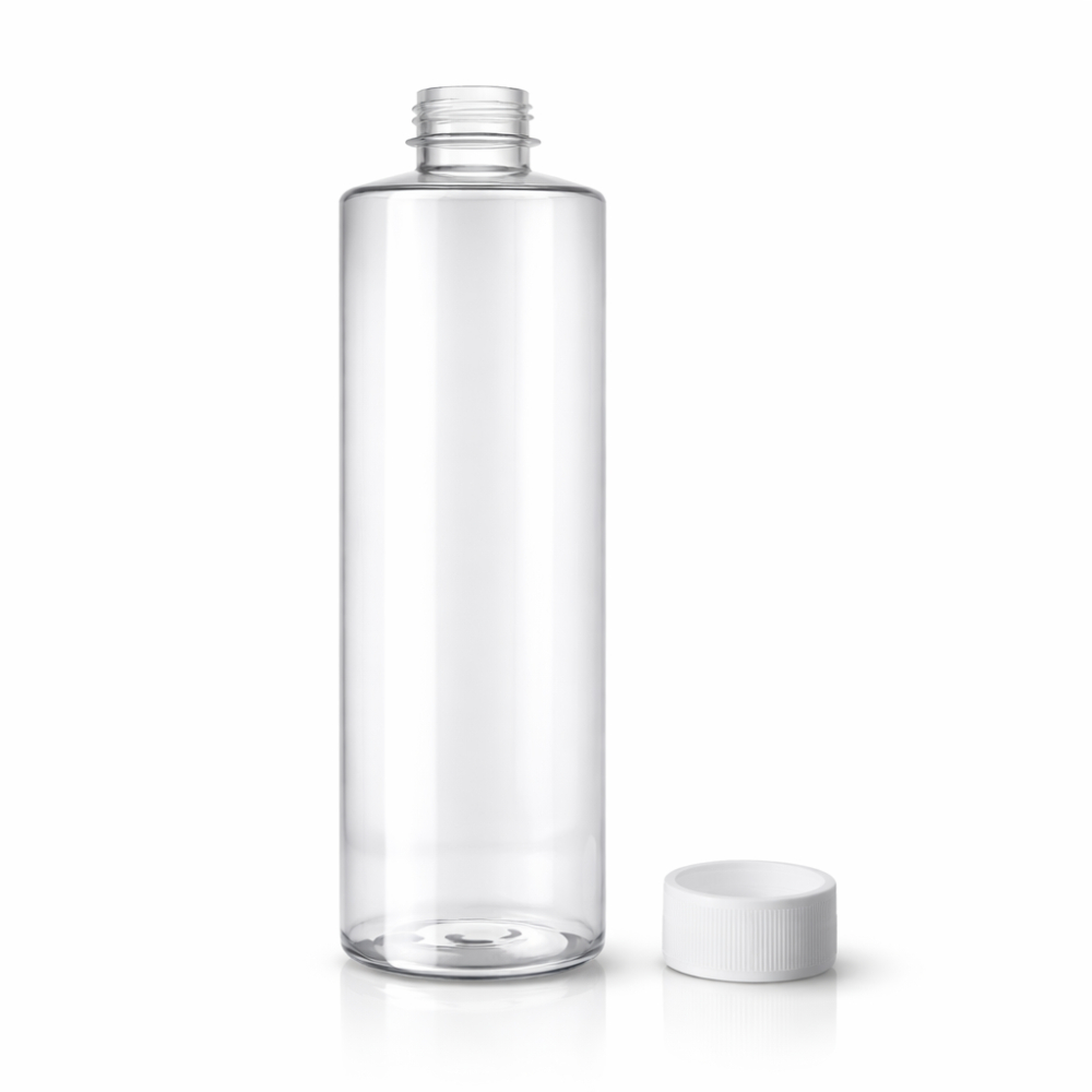 1000ML 1 Liter Round Plastic Transparent Bottle with White Sealable Cap (Pack of 5 Bottle)
