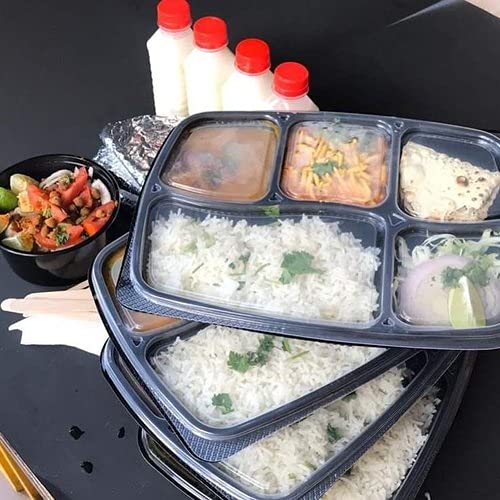 5CP Meal Tray with LID Black (Pack of 25 Units)