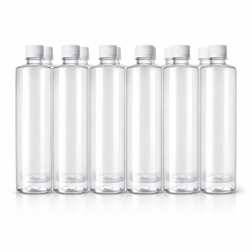 1000ML 1 Liter Round Plastic Transparent Bottle with White Sealable Cap (Pack of 5 Bottle)