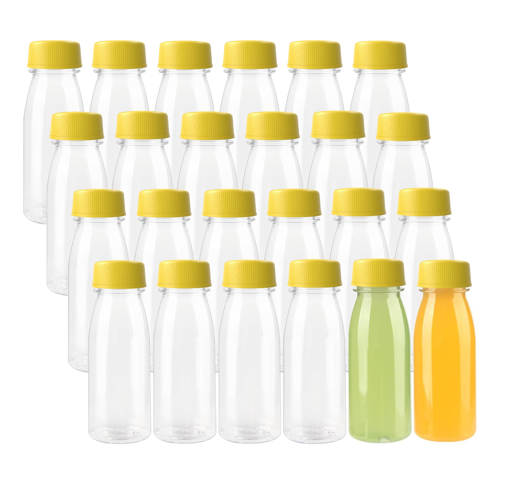200ML 250ML 300ML 350ML Plastic Round Transparent Bottle with Yellow Cap (Pack of 10 Units)
