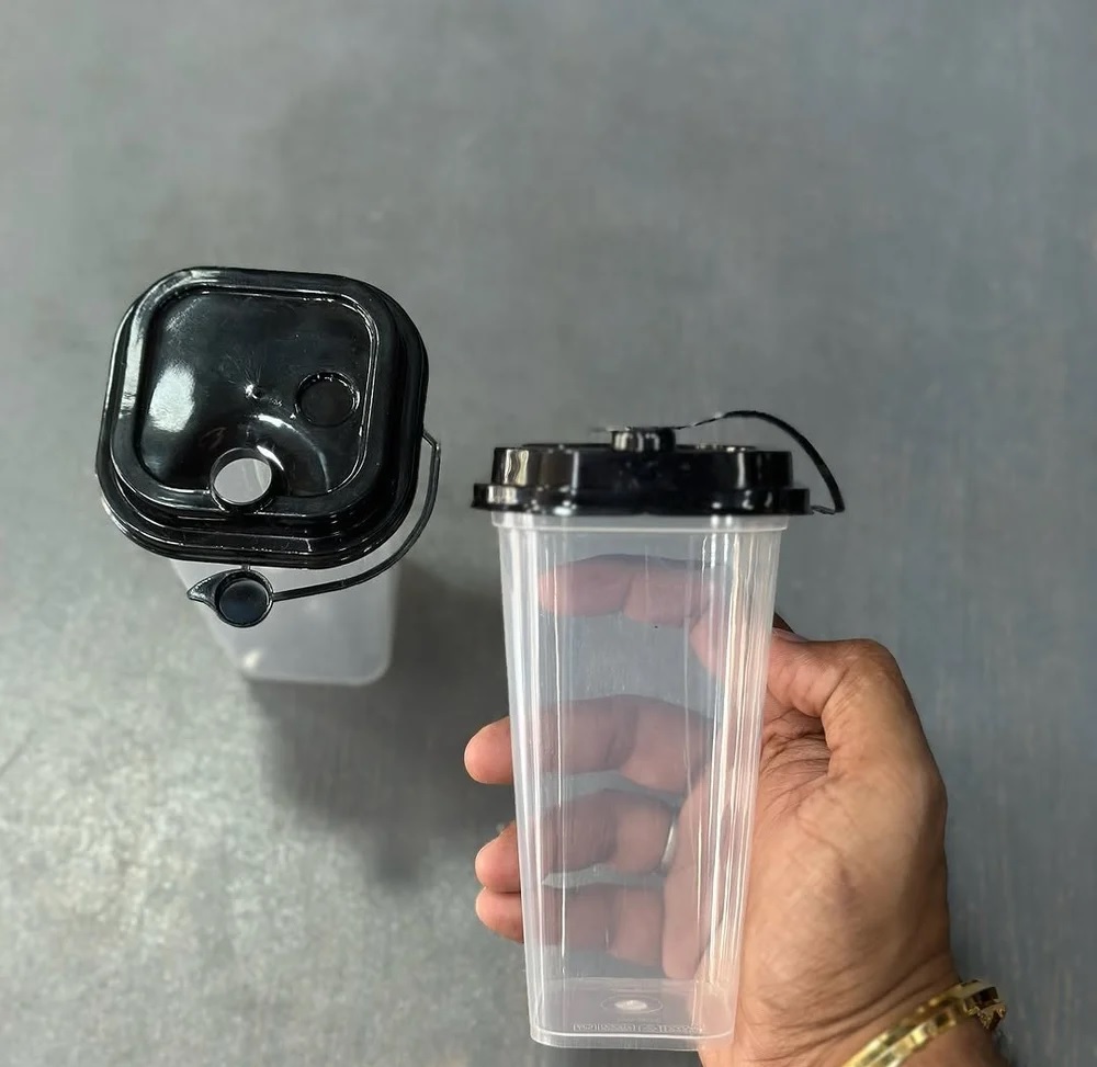 350ML 500ML Square Sipper Glass with Lid (Pack of 25 Units)