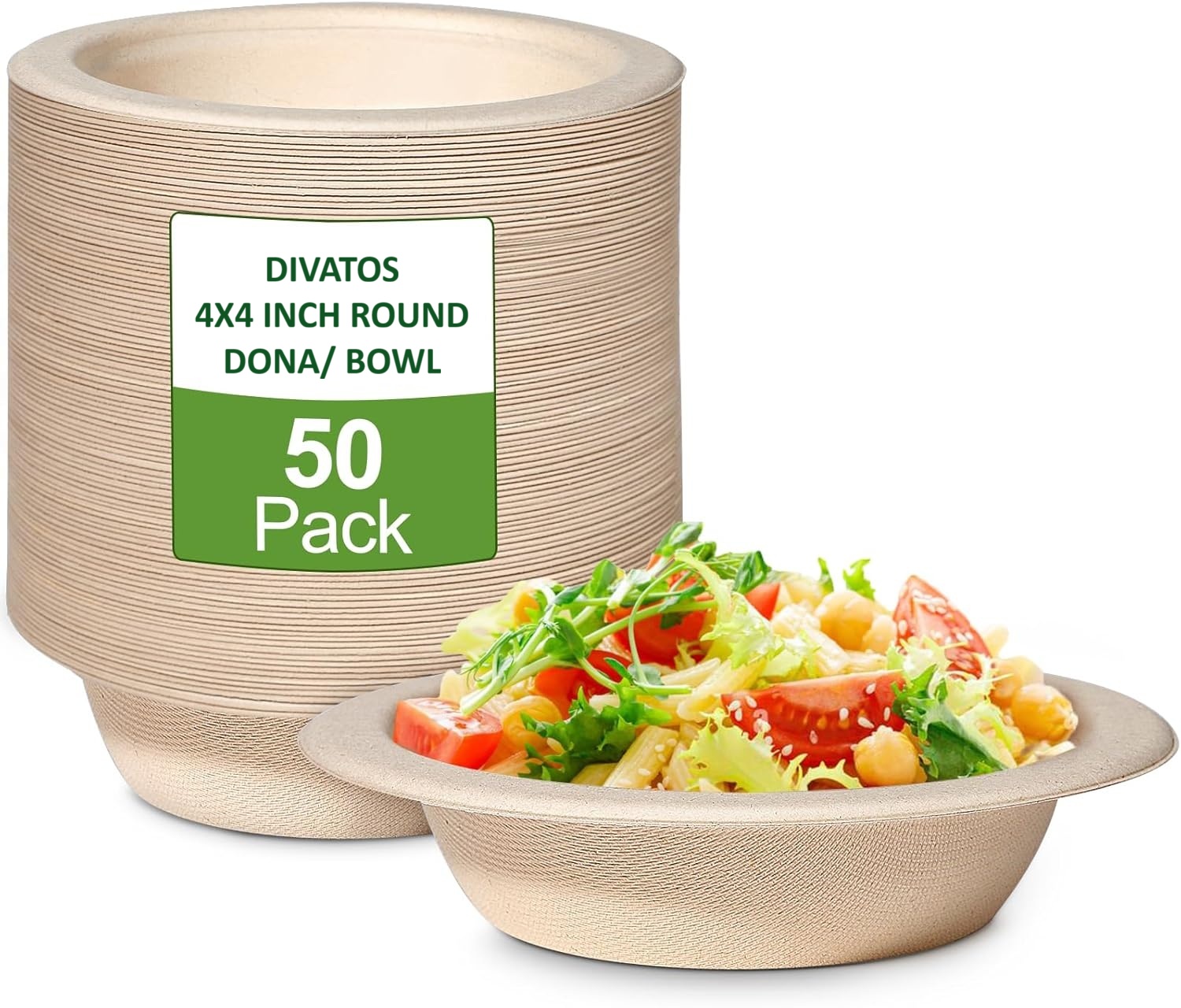 4 Inch Round Dona Bowls Biodegradable Bagasse (Pack of 50 Units)
