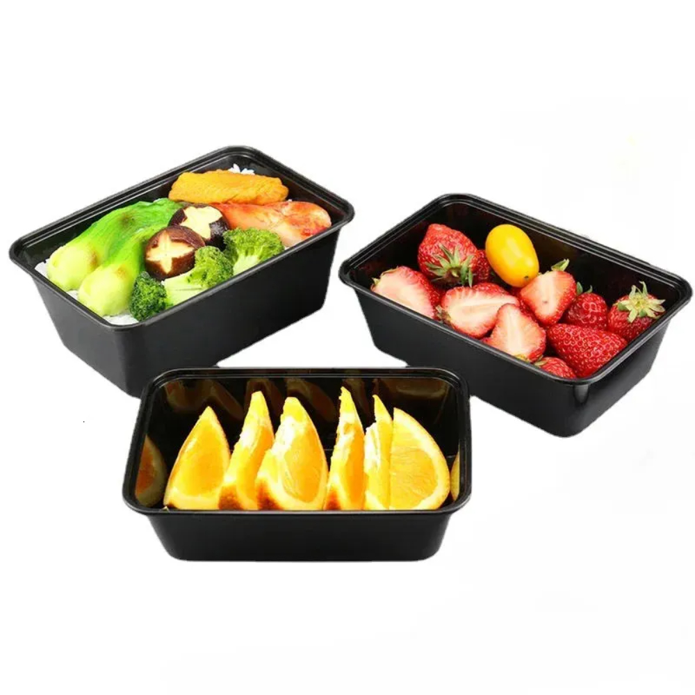 500ML 650ML 750ML Reusable Rectangle Plastic Food Storage Containers with Lids (Pack of 25 Units)