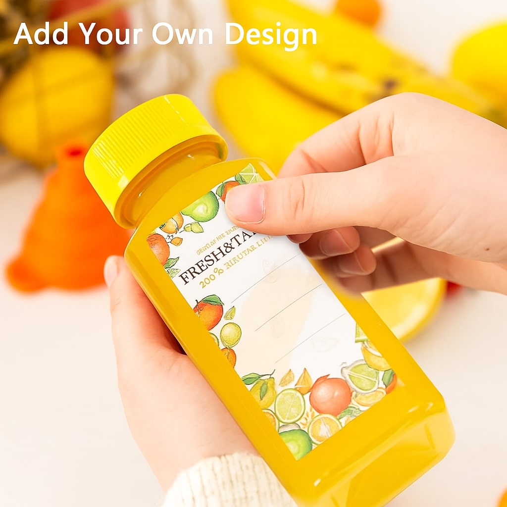 200ML 250ML 300ML 350ML Square Plastic Transparent Disposable Bottle with Yellow Cap (Pack Of 10 Unit)