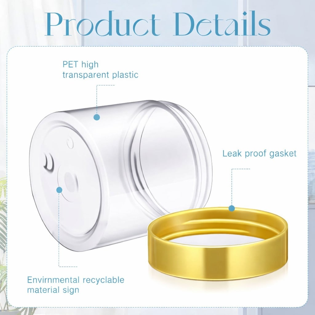 175ML 200ML Plastic Jar Empty Clear with Golden Lid (Pack of 10 Pcs)