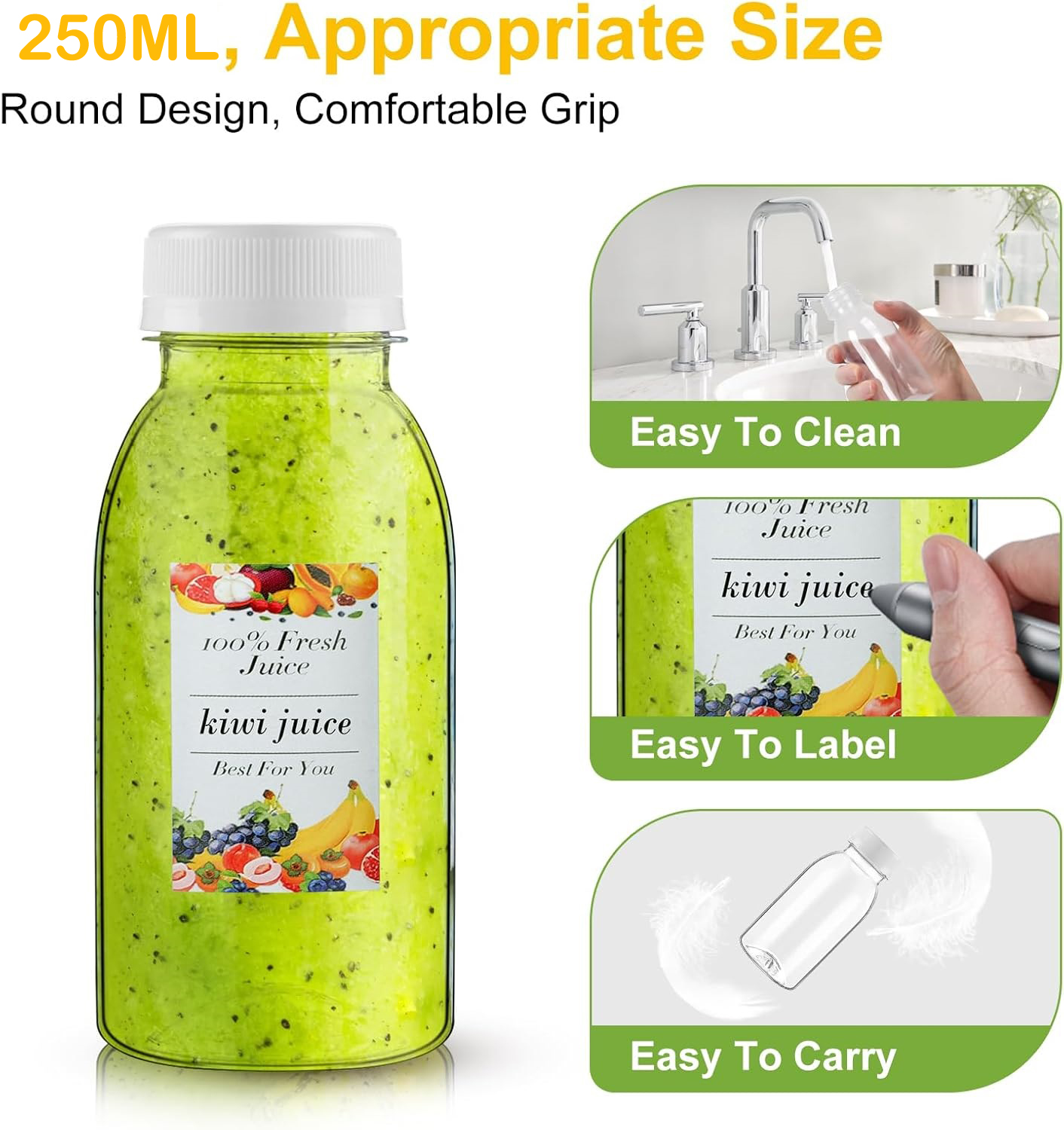 200ML 250ML 300ML 350ML Round Plastic Transparent Disposable Bottle (Pack Of 10 Unit)