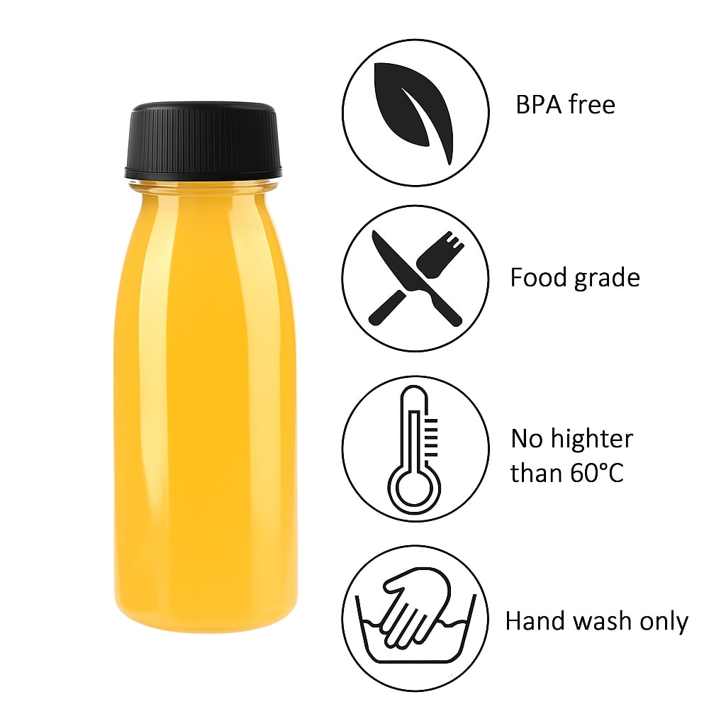 200ML 250ML 300ML 350ML Round Plastic Transparent Disposable Bottle with Black Cap (Pack Of 10 Unit)