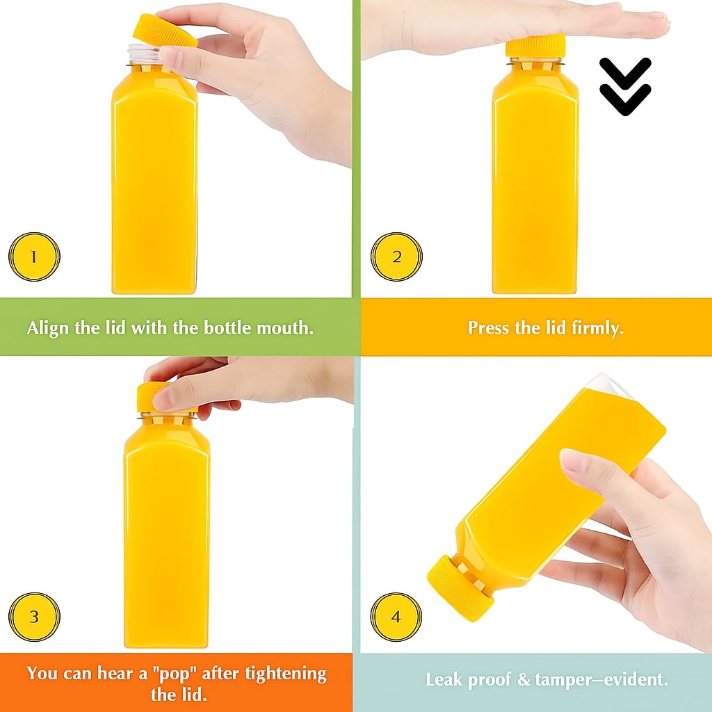 200ML 250ML 300ML 350ML Square Plastic Transparent Disposable Bottle with Yellow Cap (Pack Of 10 Unit)