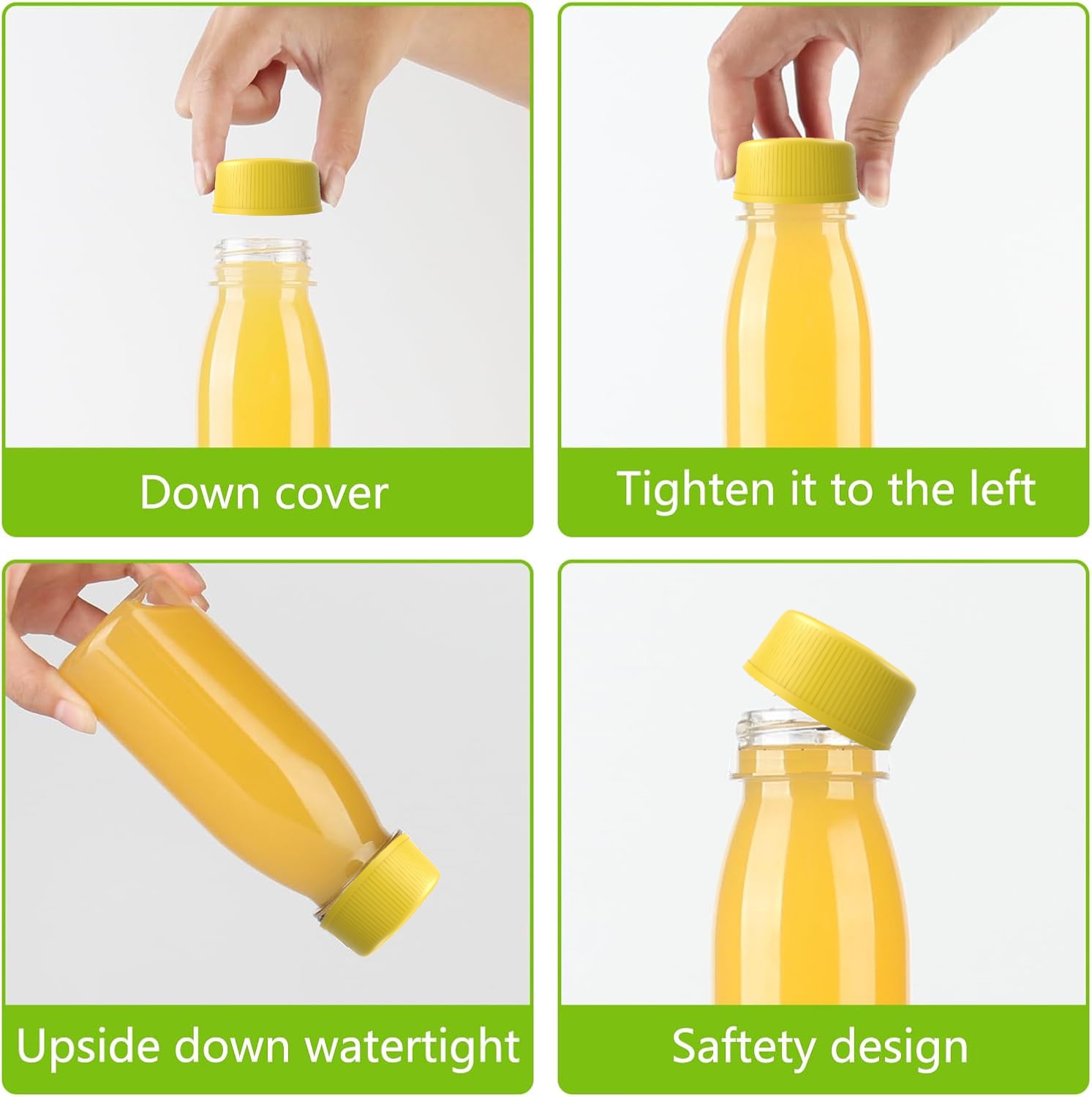 200ML 250ML 300ML 350ML Plastic Round Transparent Bottle with Yellow Cap (Pack of 10 Units)