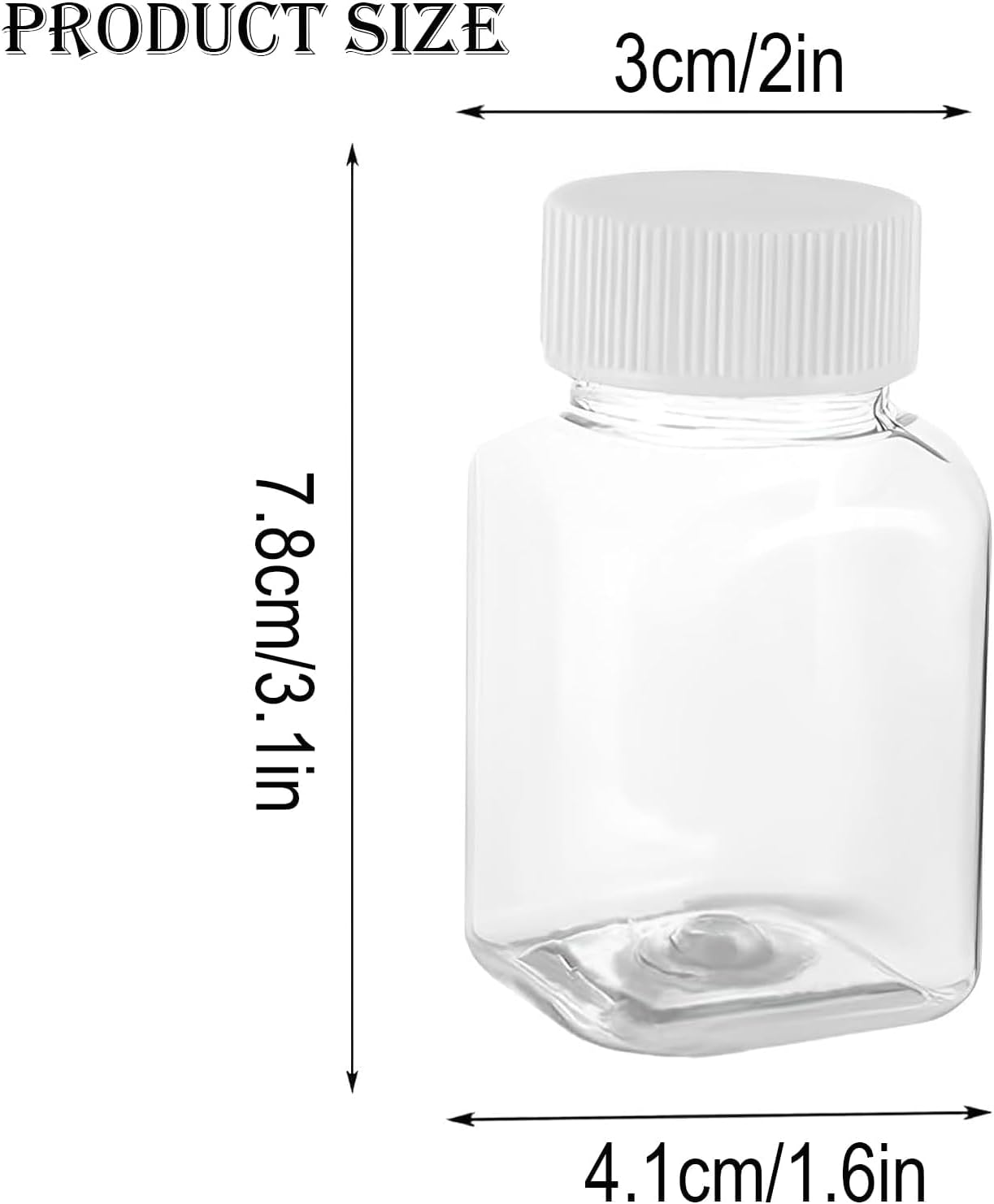 80ML Square Plastic Transparent Disposable Bottle with White Cap (Pack Of 10 Unit)