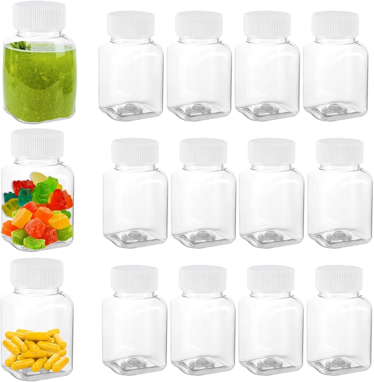 80ML Square Plastic Transparent Disposable Bottle with White Cap (Pack Of 10 Unit)