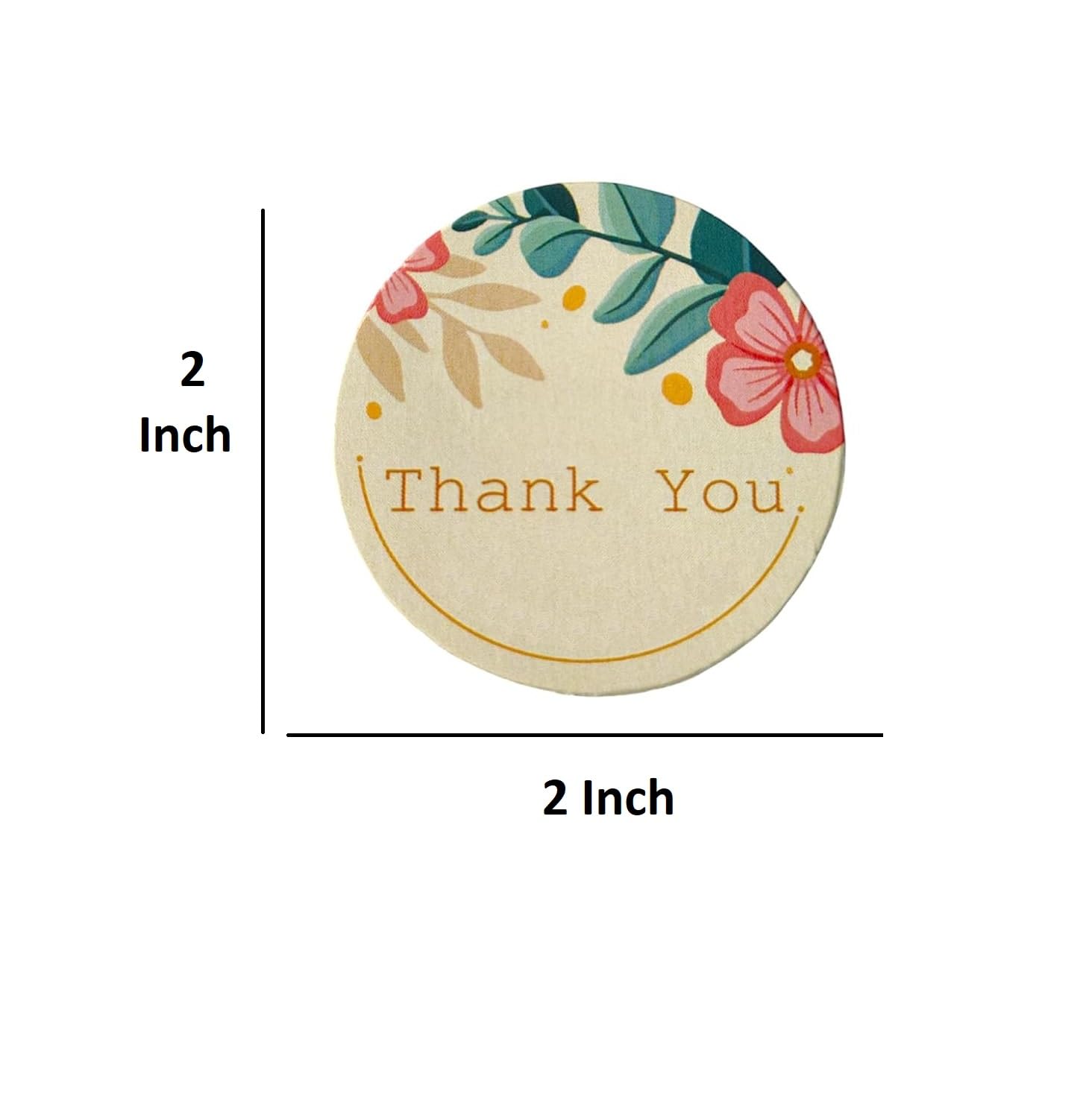 Thank You Printed Round Sticker Sheet 2X2 Inch Self Adhesive 54 Pcs