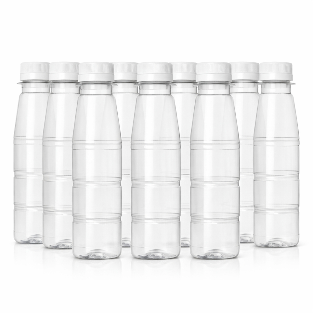 100ML Round Plastic Transparent Bottle with White Sealable Cap (Pack of 10 Bottle)