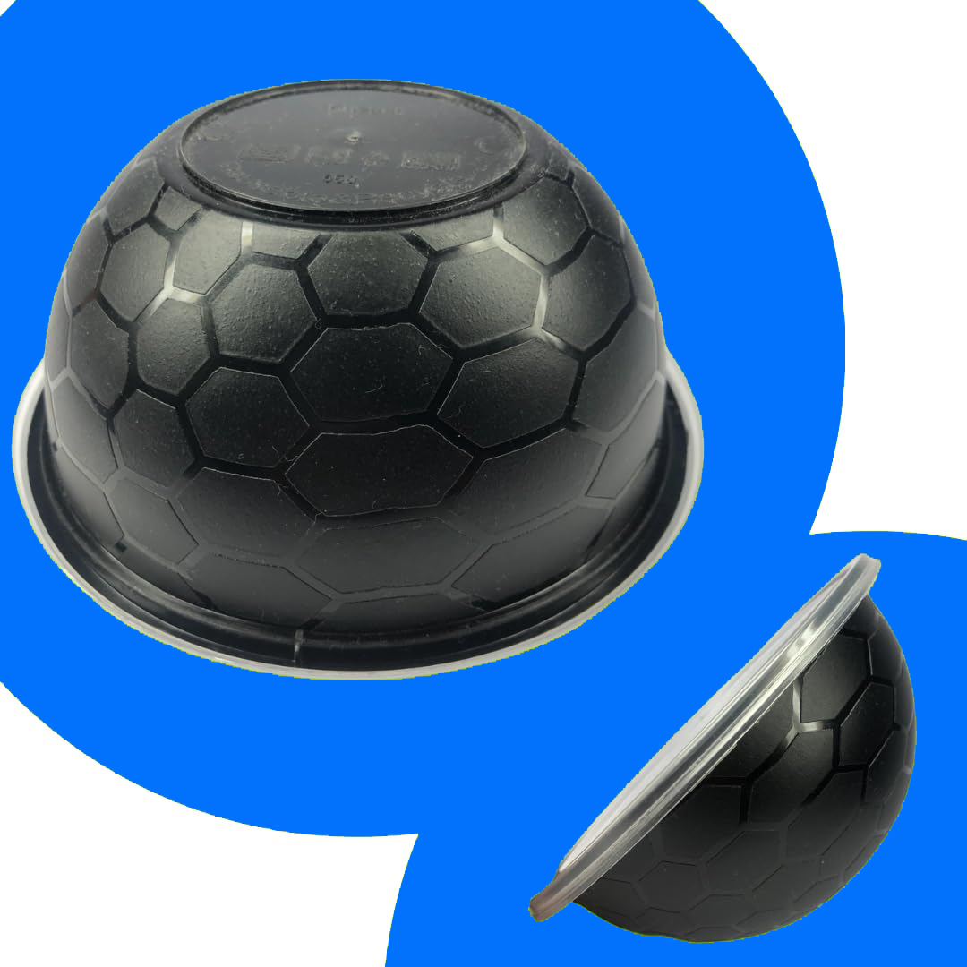 650ML 1050ML Round Food Storage Bowls Black with Lid (Pack of 25 Units)