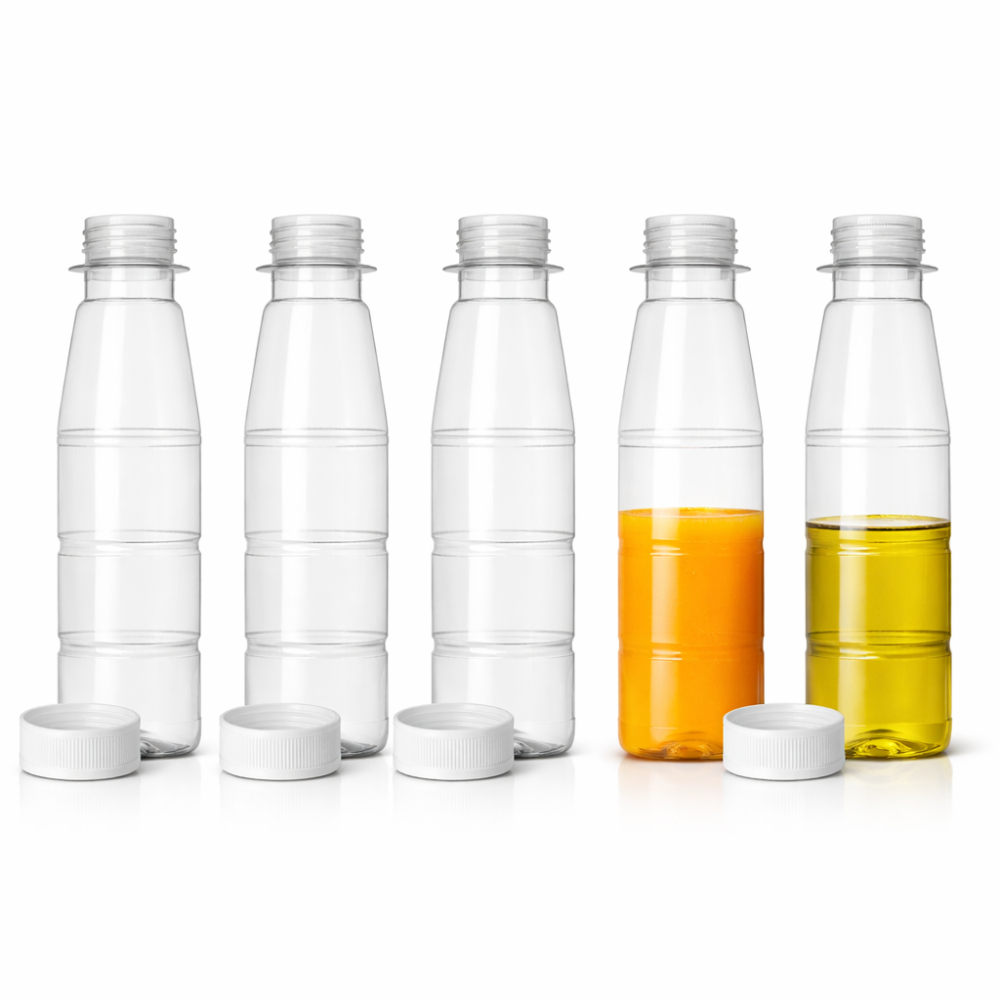 100ML Round Plastic Transparent Bottle with White Sealable Cap (Pack of 10 Bottle)