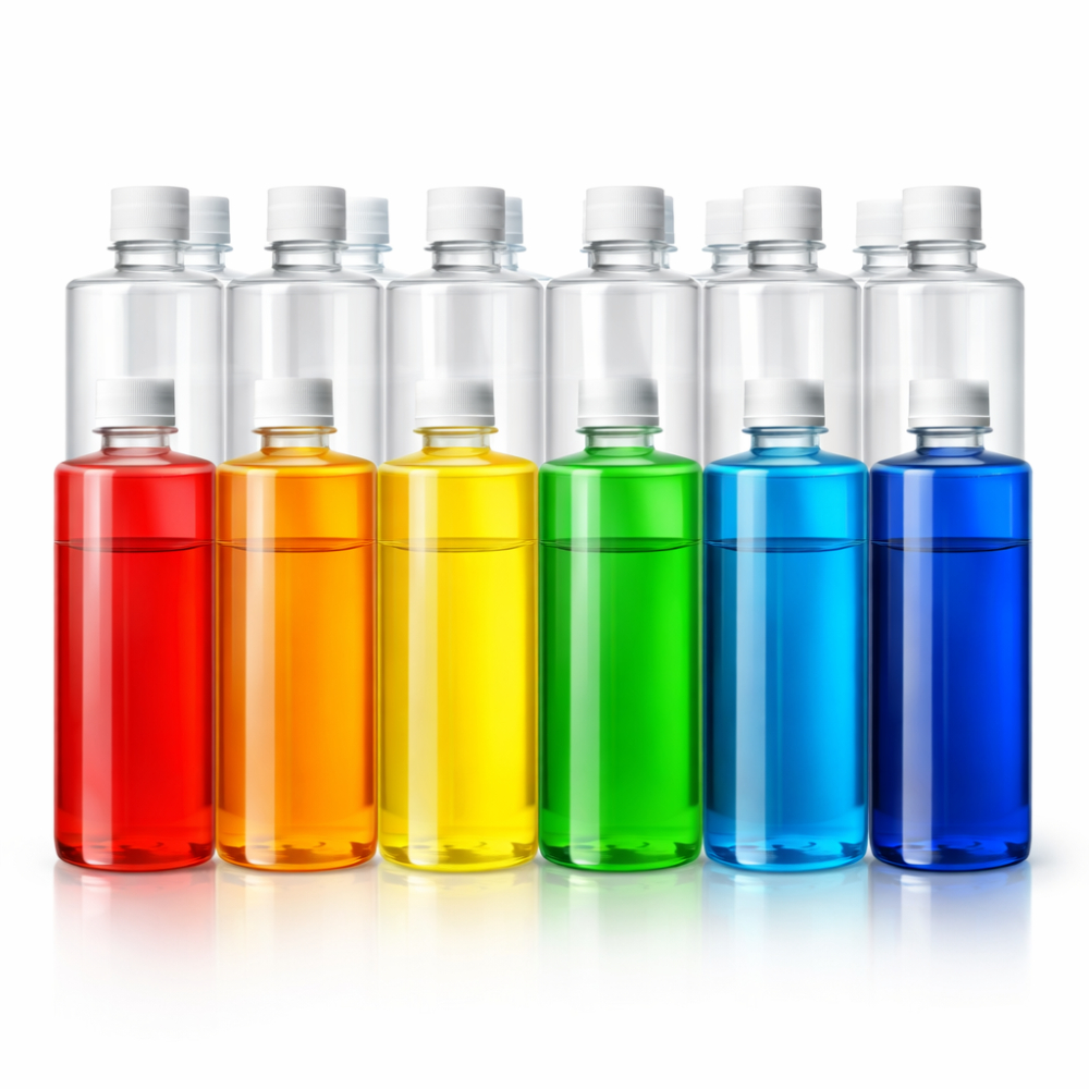 1000ML 1 Liter Round Plastic Transparent Bottle with White Sealable Cap (Pack of 5 Bottle)