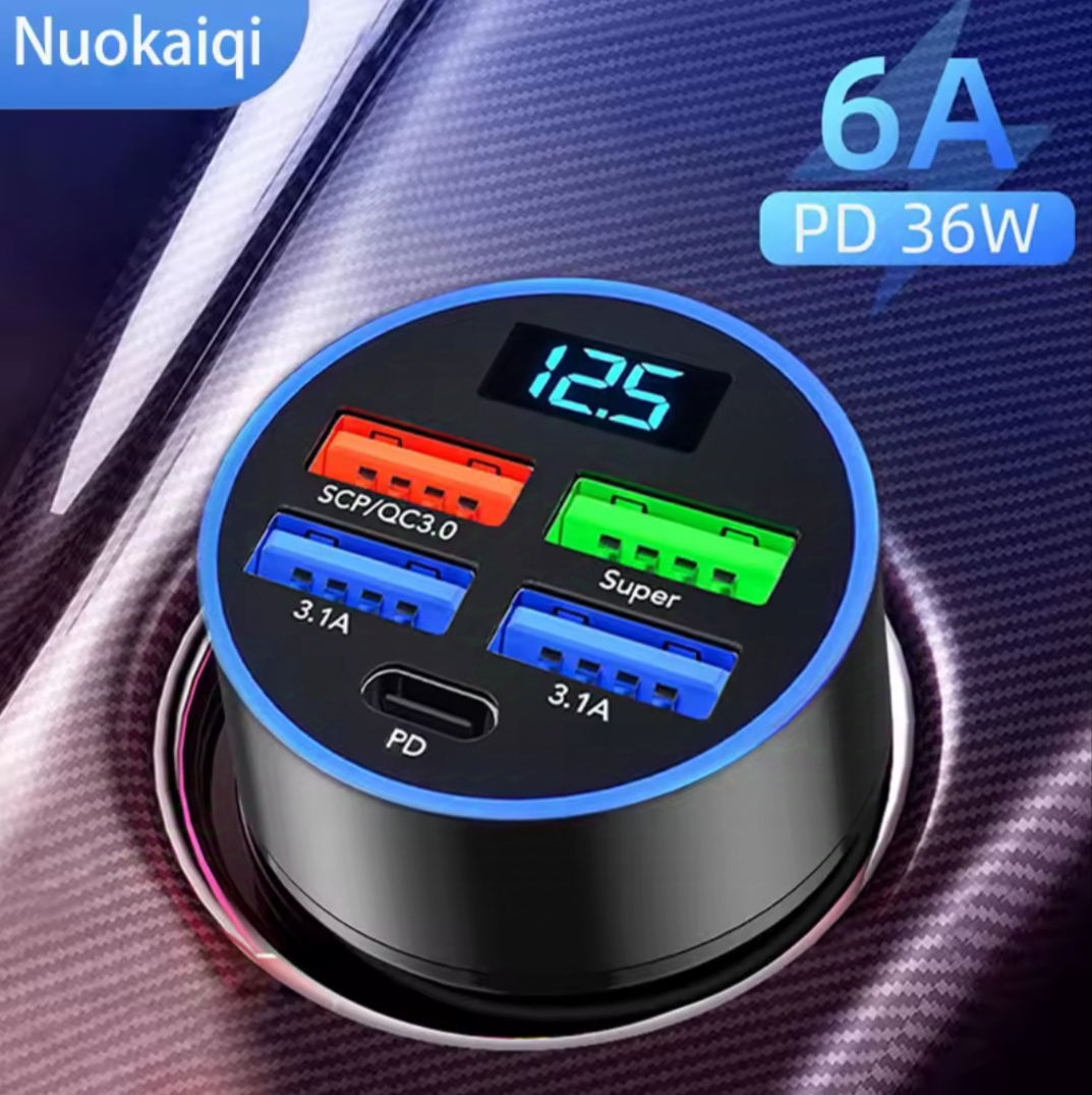 Cargador rápido coche 120W + Cable