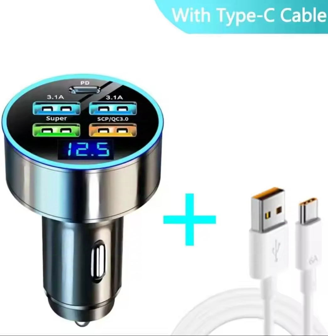 Cargador rápido coche 120W + Cable