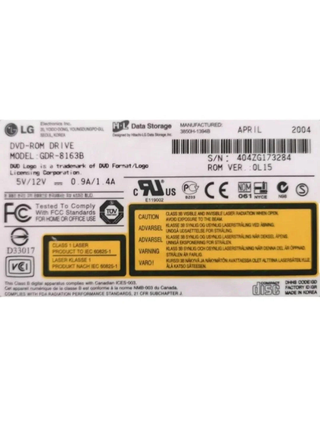 Unidad de DVD LG