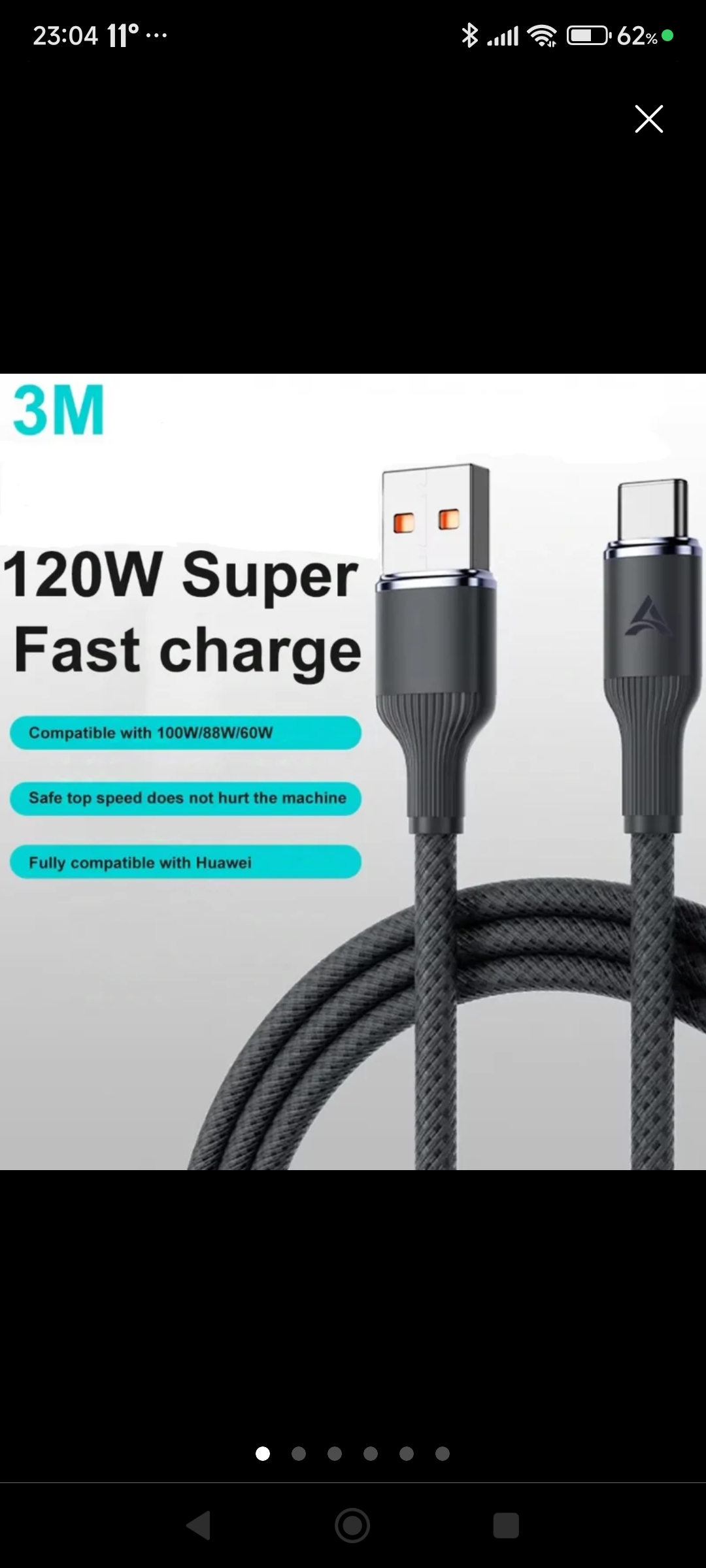 3m. Cable 120w. 6a. Carga Súper Rápida Tipo C