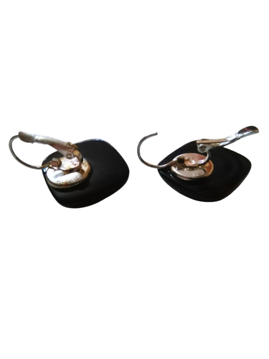 Pendientes Negros y Plateados Elegantes