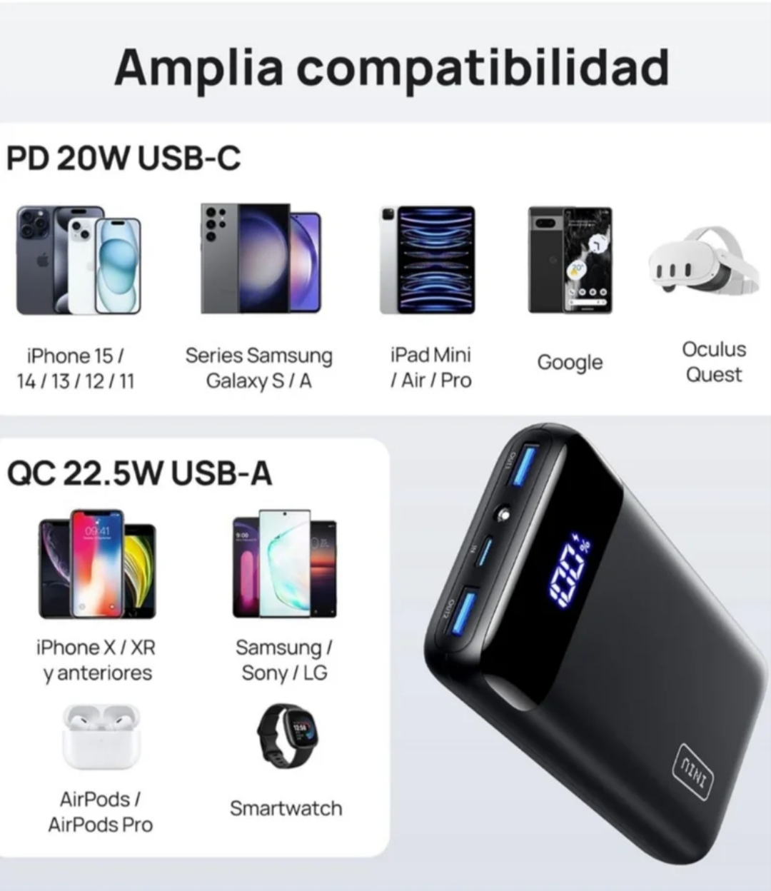 Power Bank 20000mAh Carga Rápida