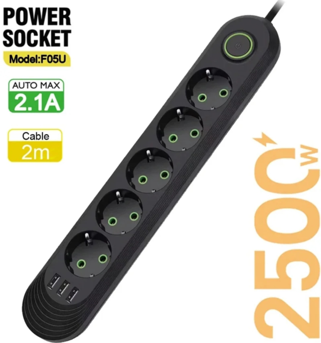 Regleta 5+3 USB 2M – Potencia y Seguridad