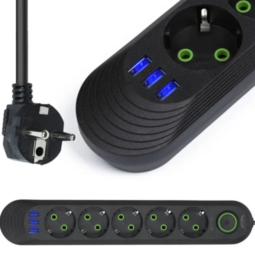 Regleta 5+3 USB 2M – Potencia y Seguridad