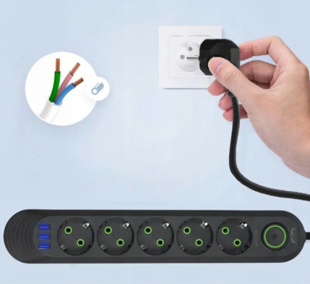 Regleta 5+3 USB 2M – Potencia y Seguridad