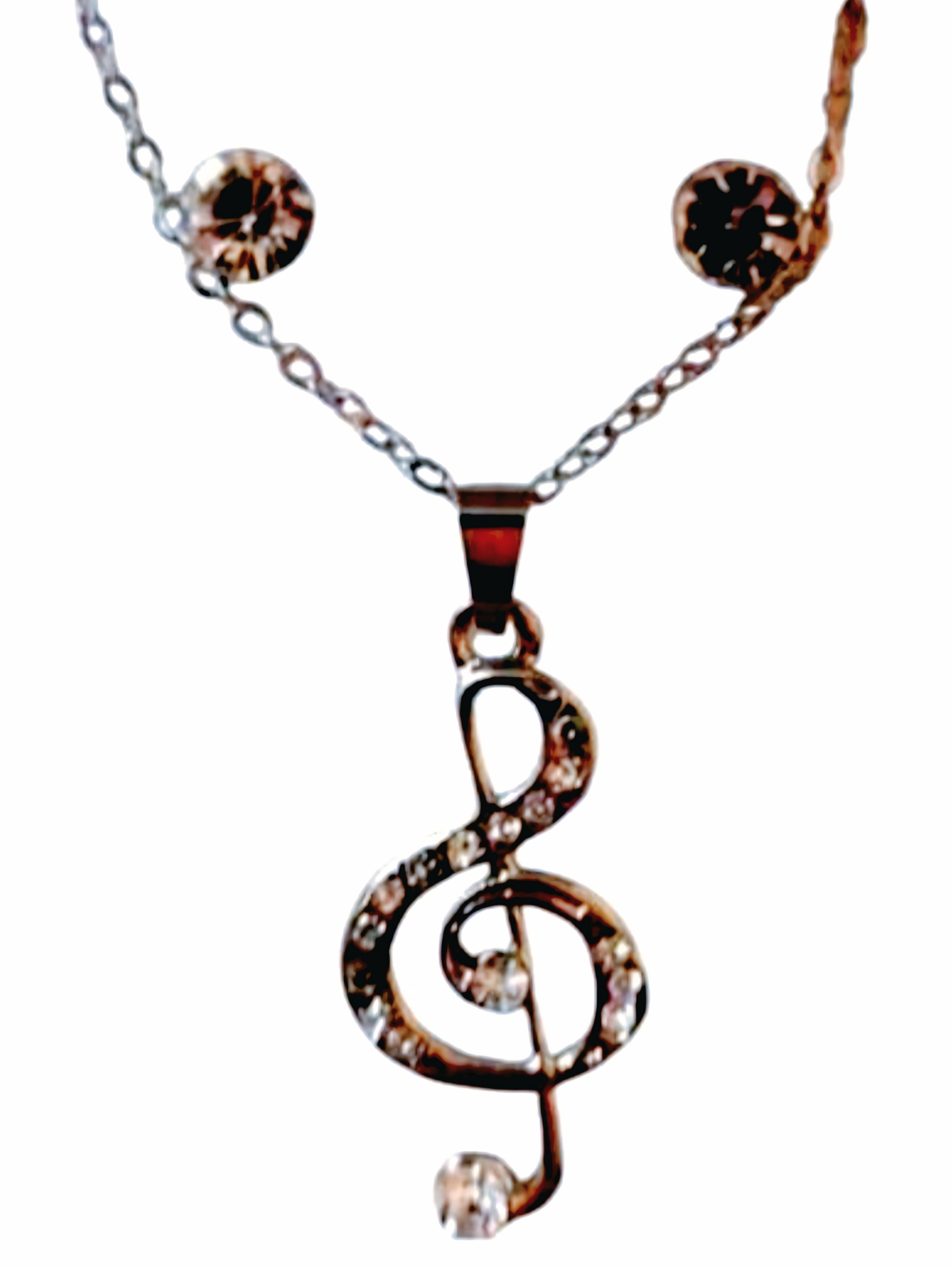 Collar y Pendientes Nota Musical Acabado Plata