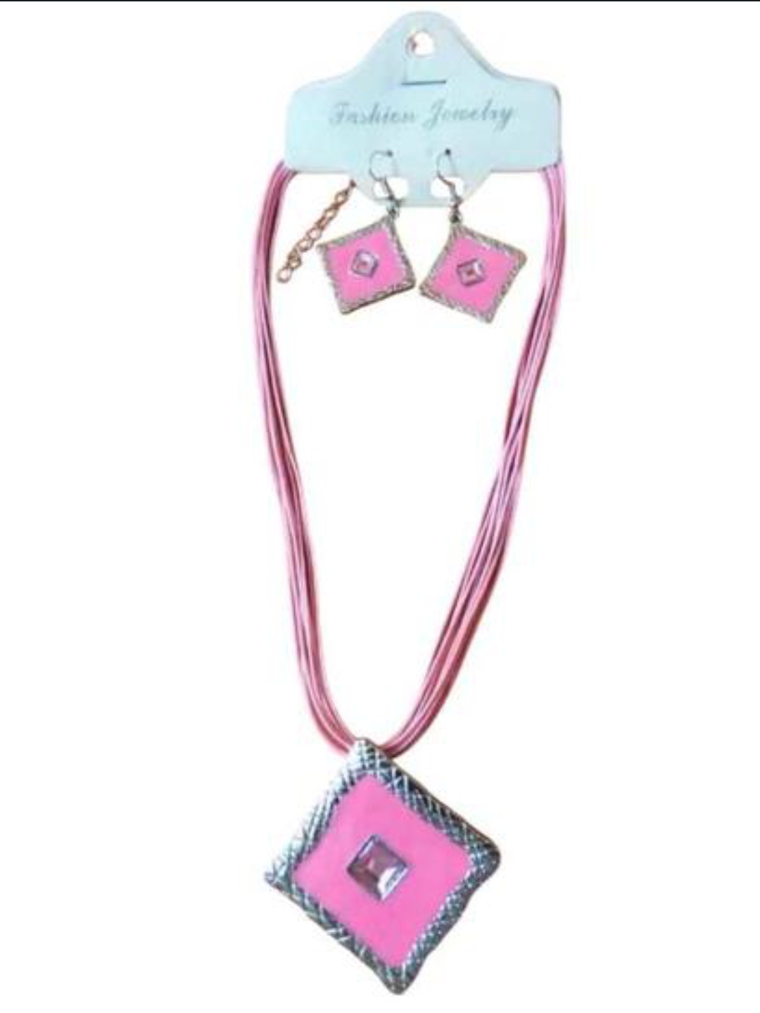 Conjunto Collar y Pendientes Rosa Chic