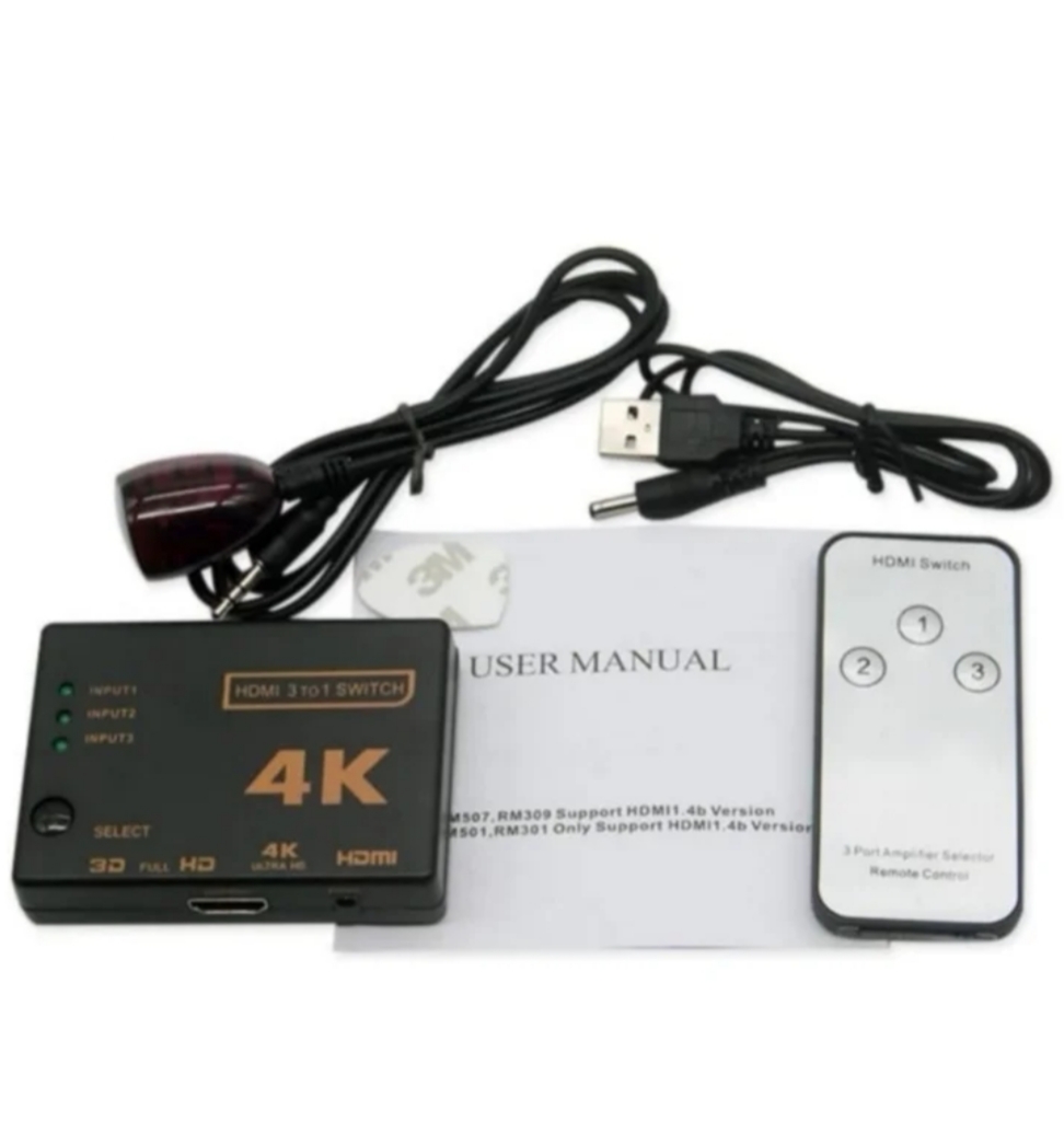 Selector HDMI 4K 3 Puertos con Mando IR