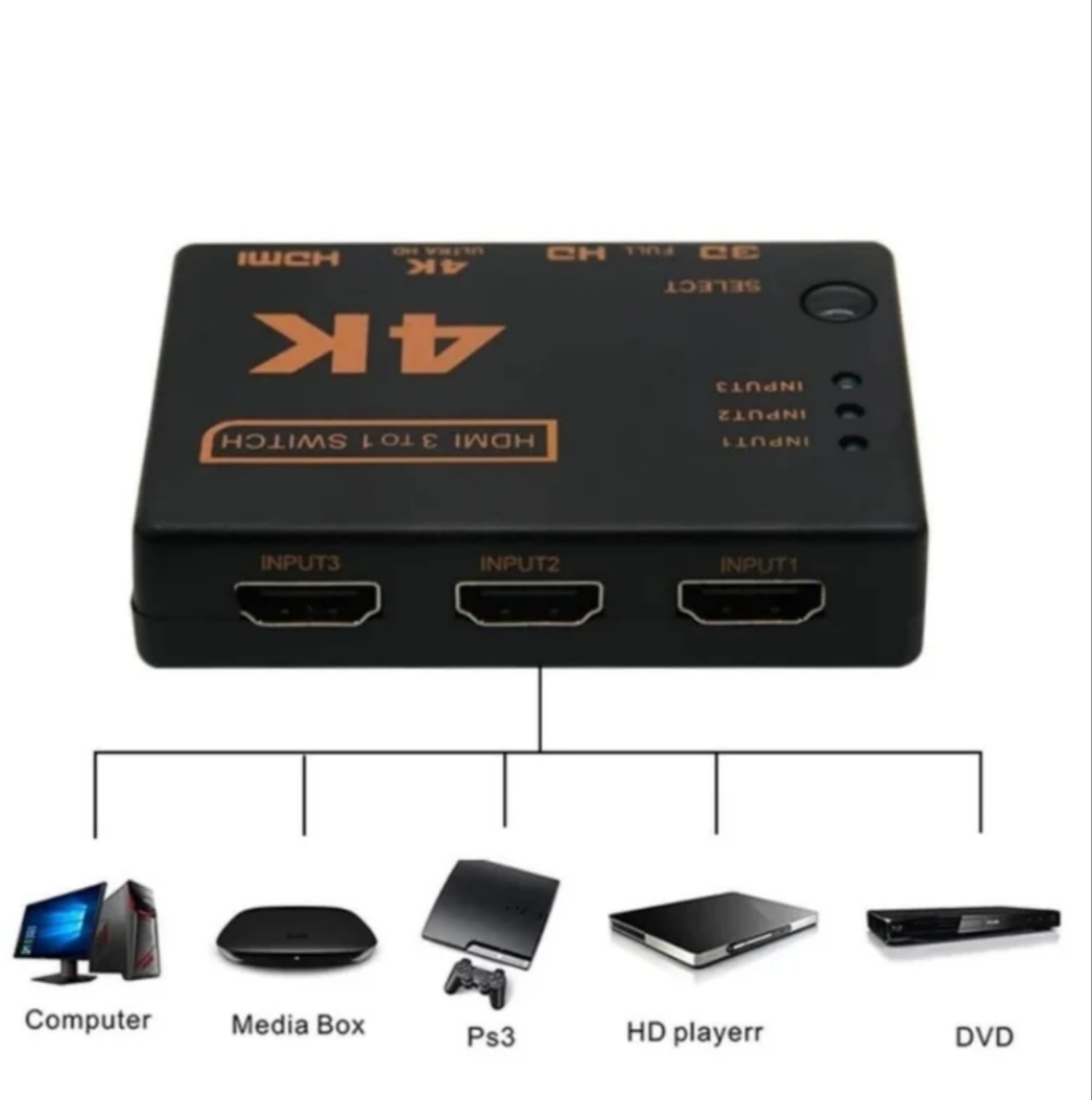 Selector HDMI 4K 3 Puertos con Mando IR