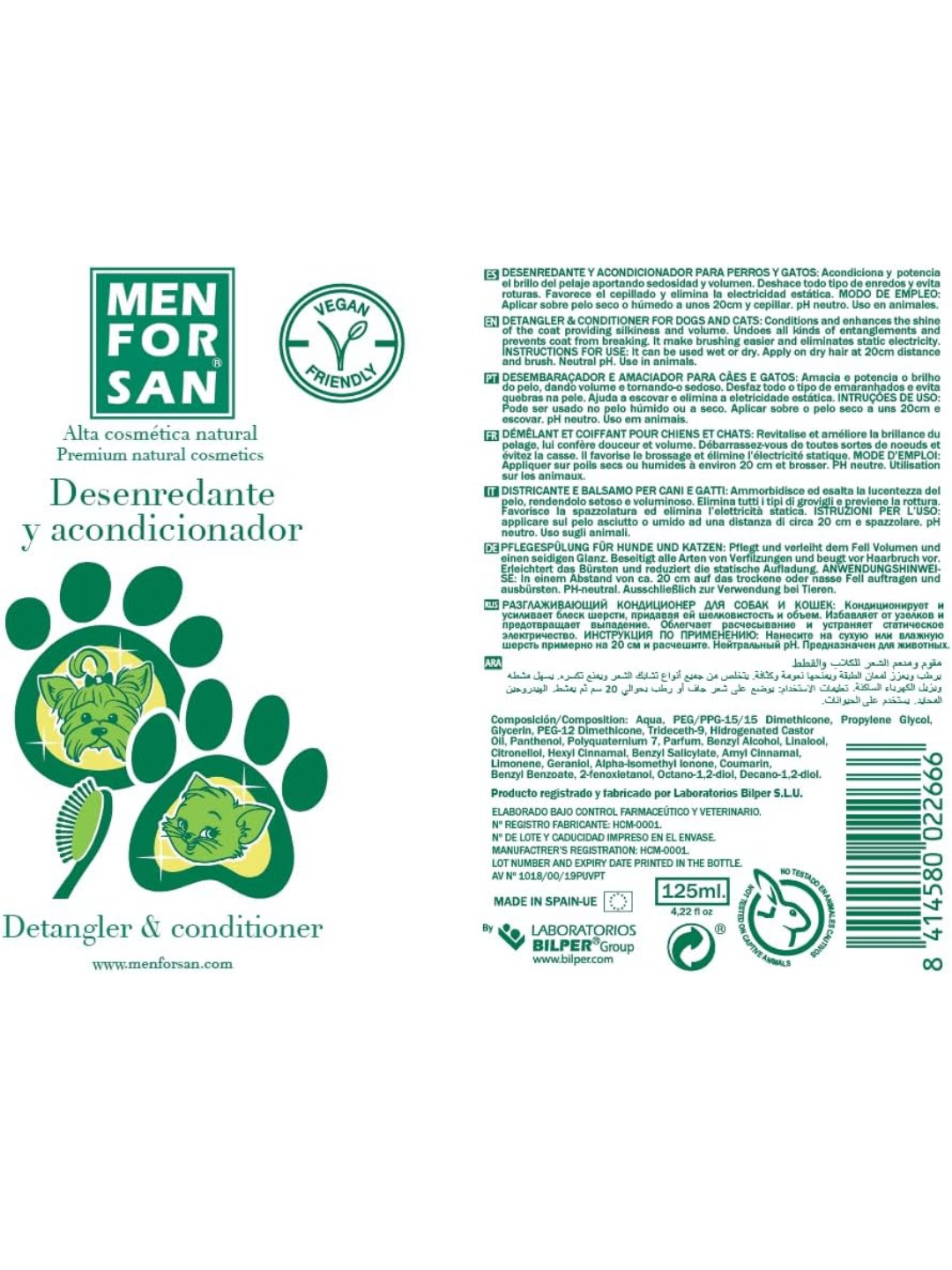 Desenredante Acondicionador Perros y Gatos 125 ml