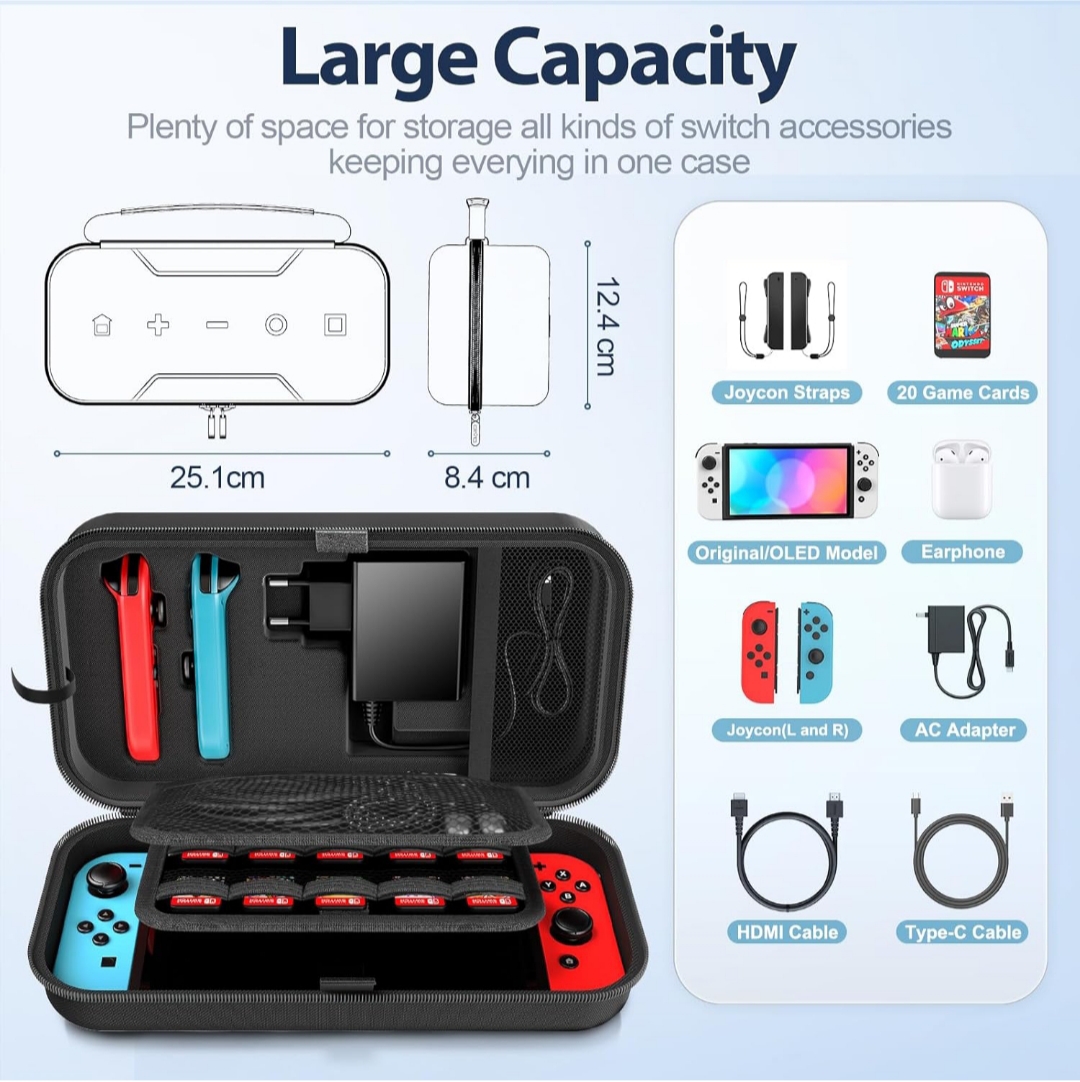 Funda Premium Switch y OLED con 20 Ranuras