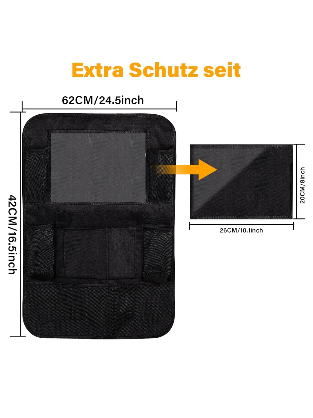 Organizador coche 10 bolsillos con soporte tablet