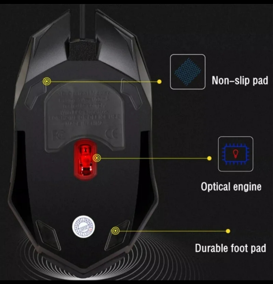Ratón Gaming LED 7 Colores Ergónómico