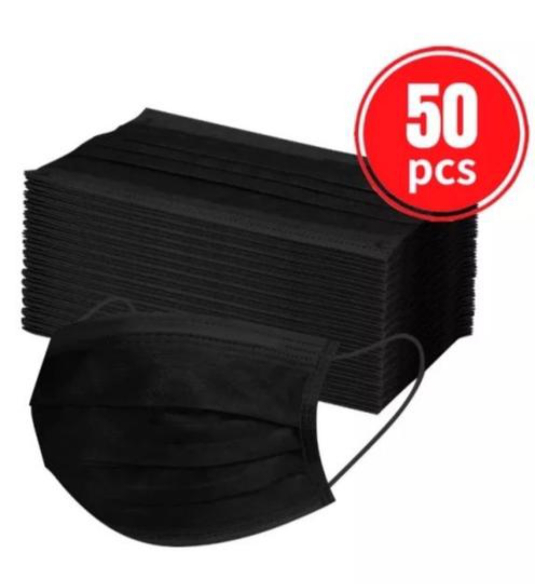 Pack 50 Mascarillas Quirúrgicas Negras Homologadas