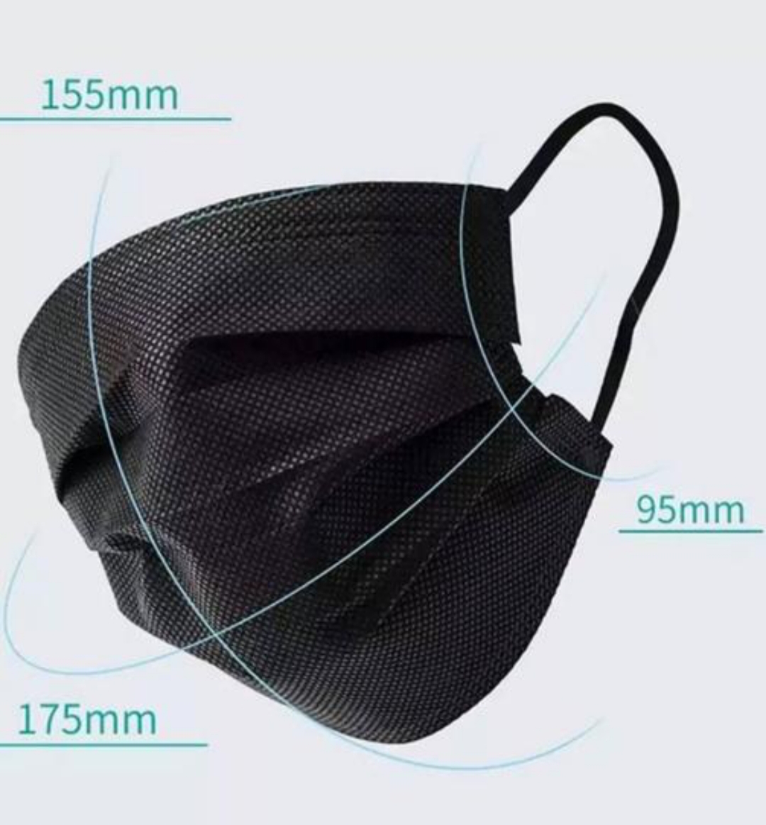Pack 50 Mascarillas Quirúrgicas Negras Homologadas