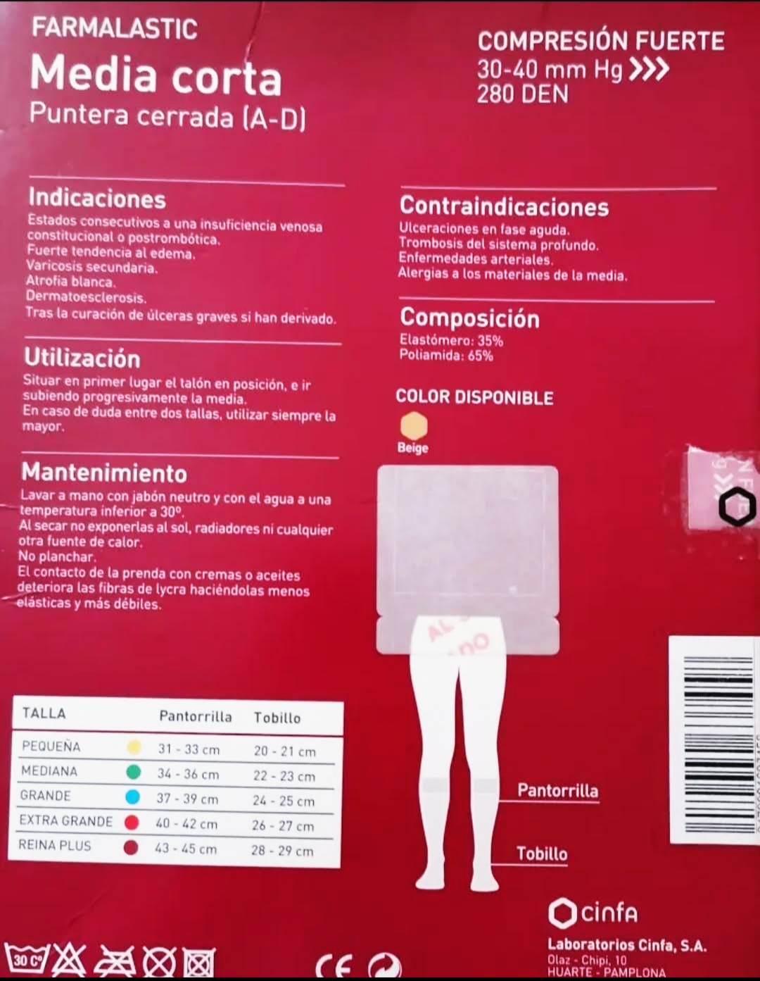 Media Corta Farmalastic Cinfa TG – Compresión Normal