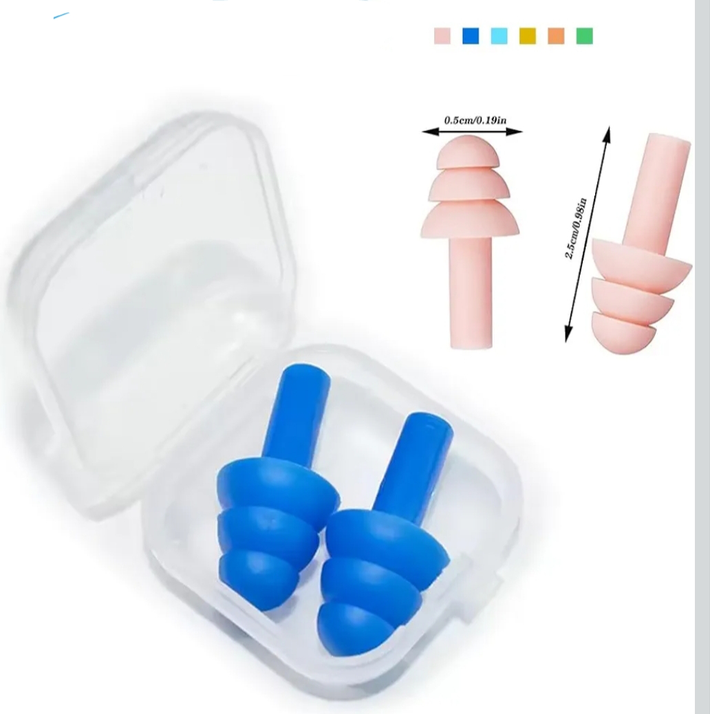 Tapones de Oídos Silicona 6 Pares Impermeables Antiruido Natación Dormir Reutilizables